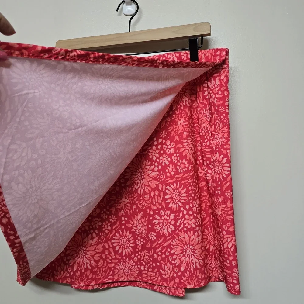 Ripskirt Dahlia Teaberry Wrap Cover Up Skirt Side Pockets EUC Sz L Beach Resort